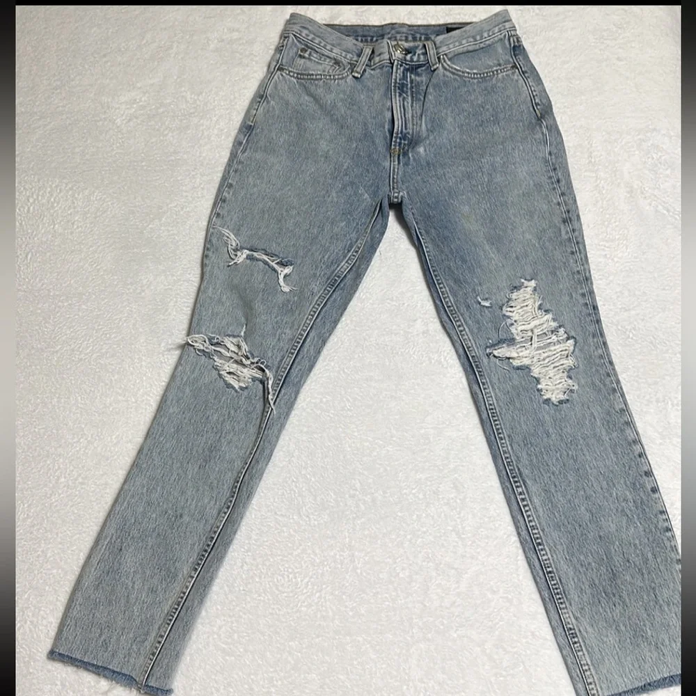 Rag & Bone Jeans Madison High Rise Sz 26 Distress W/ Hole